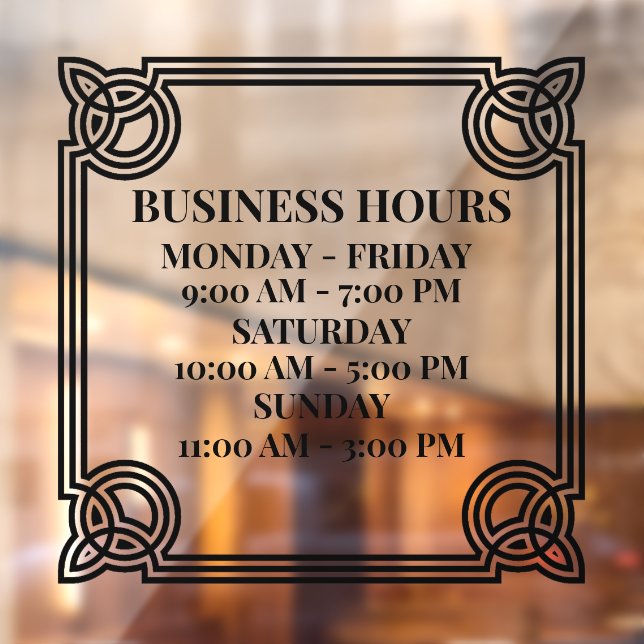 Personalise Vintage Ornamental Business Hours Blac (Sheet 2)