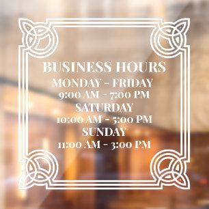 Personalise Vintage Ornamental Business Hours Door