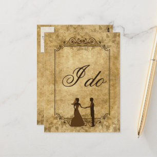 Personalise Vintage paper wedding Bride Groom I do Postcard