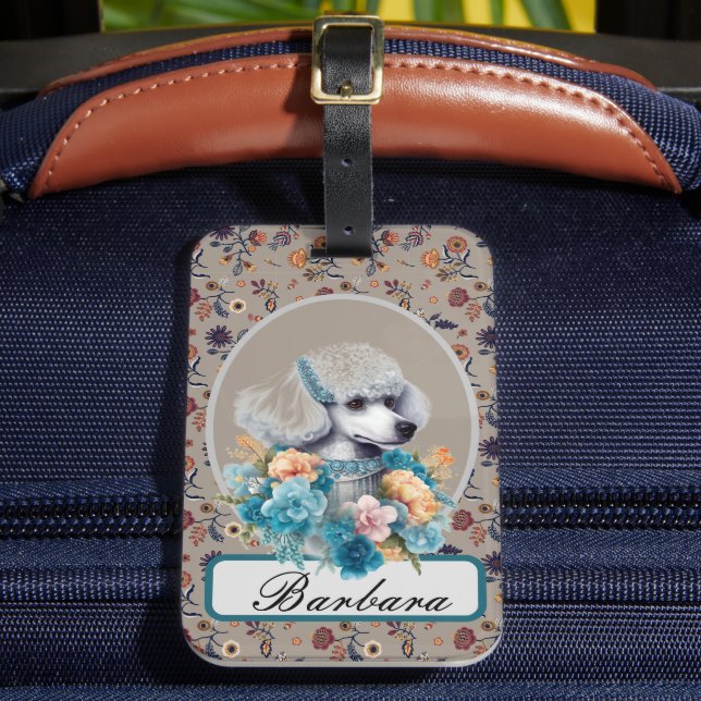 Personalise Vintage Poodle  Luggage Tag (Front Insitu 2)