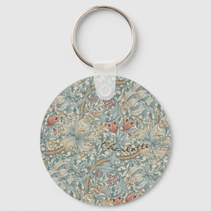 Personalise Vintage William Morris Golden Lily    Key Ring