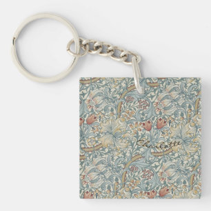 Personalise Vintage William Morris Golden Lily     Key Ring