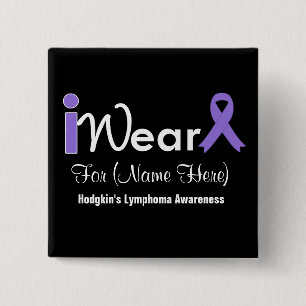 Personalise Violet Ribbon Hodgkin's Lymphoma 15 Cm Square Badge
