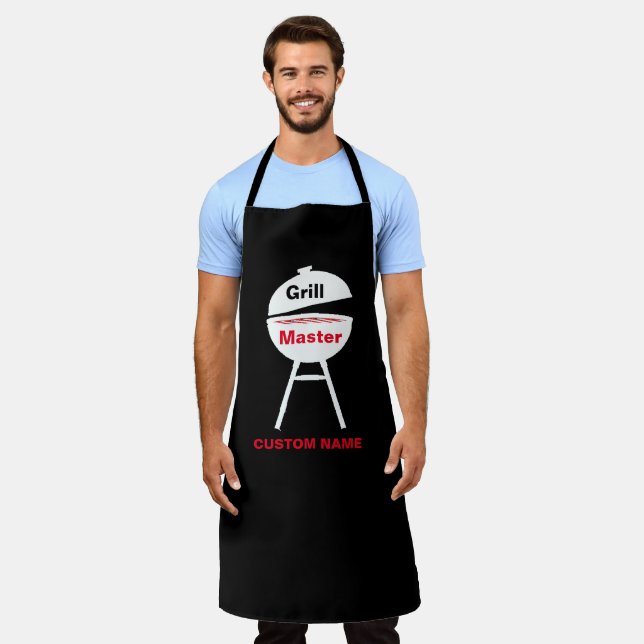 Personalise w Name Custom Black Chef Mens Womens Apron (Worn)