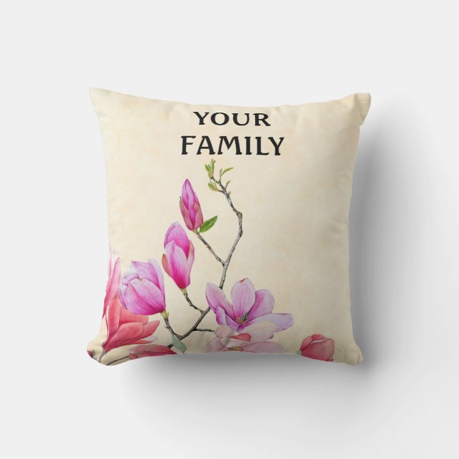 Personalise Watercolor Flower Cushion (Front)