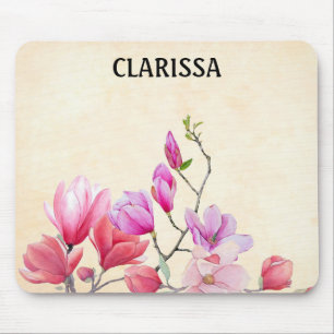 Personalise Watercolor Flower Mouse Pad