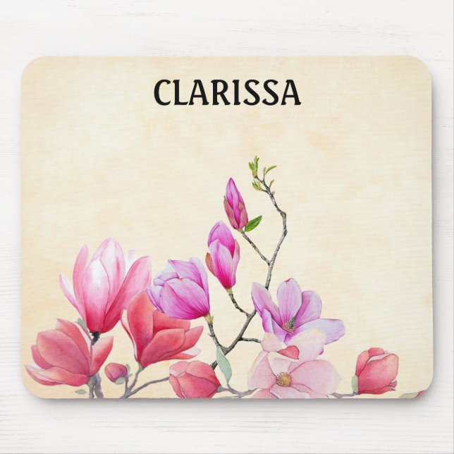 Personalise Watercolor Flower Mouse Pad (Front)