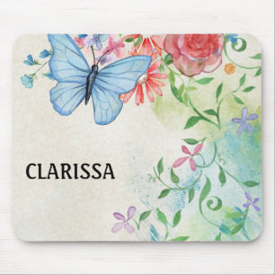 Personalise Watercolor Flower Mouse Pad