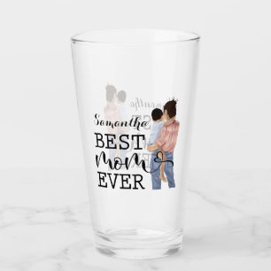 Personalise Watercolor Mother and Son Yellow Glass