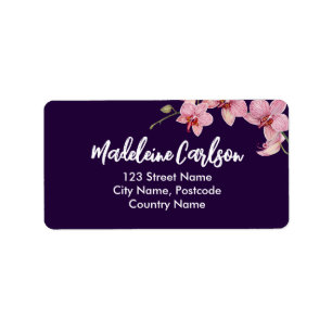 Personalise Watercolor Pink Moth Orchids Label