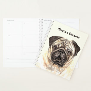 Personalise Watercolor Pug Planner