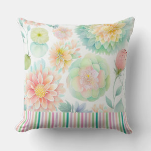 Personalise Watercolor Spring Floral Pastel Elegan Cushion