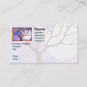 Personalise Watercolor Tree and Moon - Blue Pink Business Card