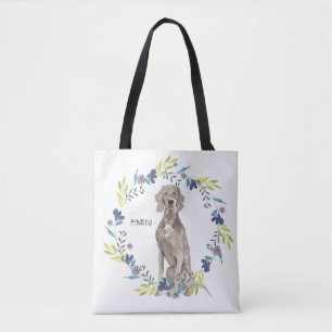 Personalise Watercolor Weimaraner Tote Bag