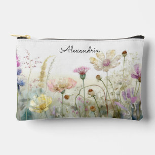 Personalise Watercolour field of wild flowers  Accessory Pouch