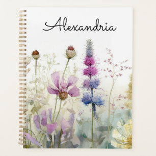 Personalise Watercolour field of wild flowers Planner