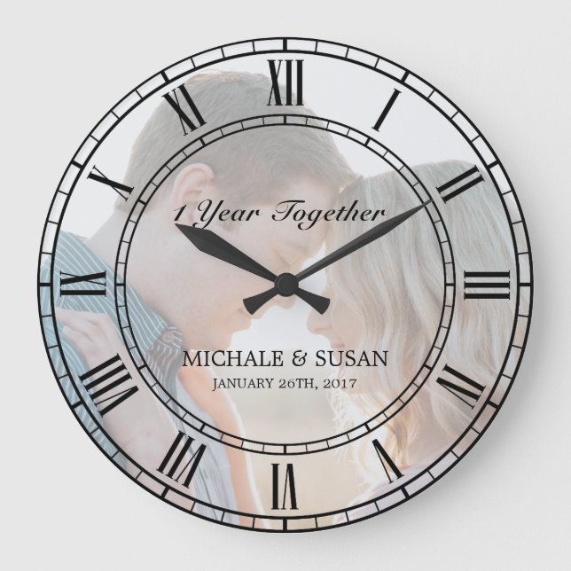 Personalise Wedding Anniversary (Your Photo) Large Clock (Front)