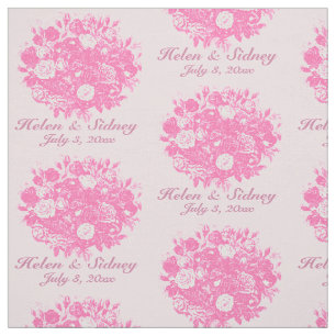 Personalise Wedding Fabric Pink Roses