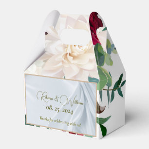 Personalise Wedding Red Rose Peony Dahlia Astilbe Favour Box