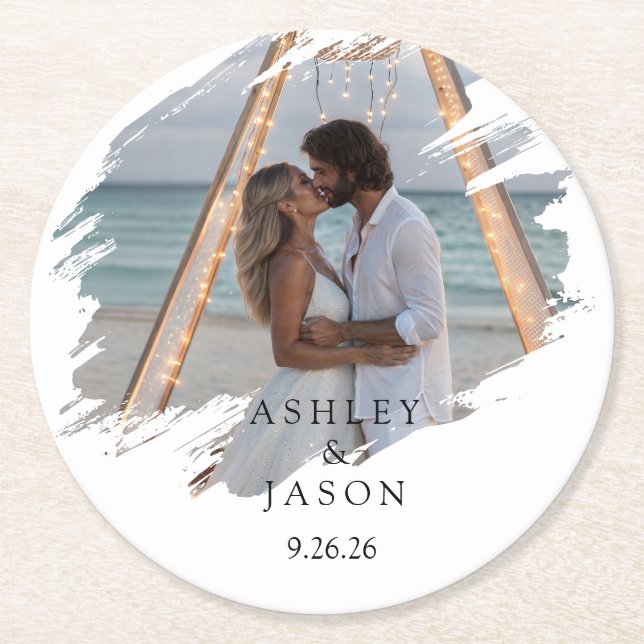 Personalise Wedding  Round Paper Coaster (Front)
