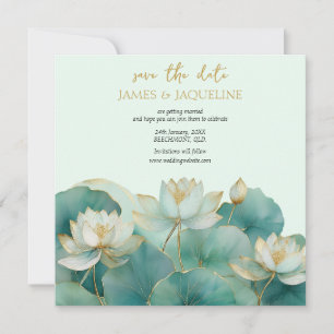 Personalise Wedding Save the Date Lotus gold