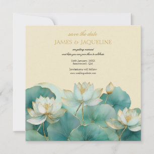 Personalise Wedding Save the Date Lotus gold