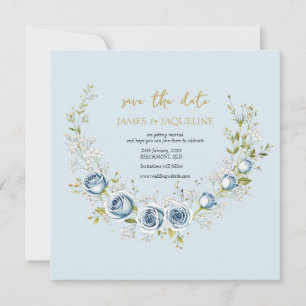 Personalise Wedding Save the Date Rose wreath
