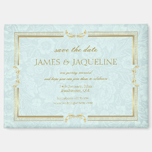 Personalise Wedding Save the Date Watercolour blue Magnet