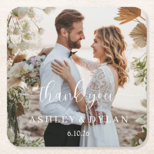 Personalise Wedding Square Paper Coaster