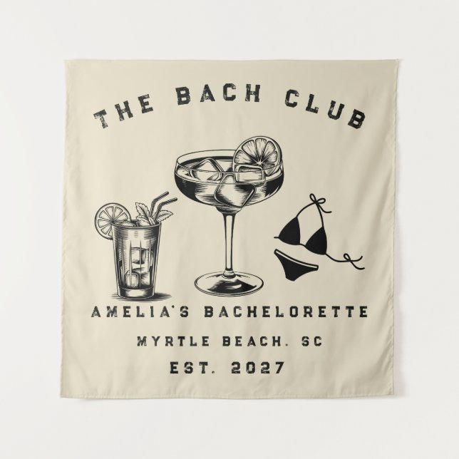 Personalise Weekend Trip Beach Bachelorette Party Tapestry (Front)