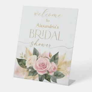 Personalise Welcome Bridal Shower Roses Pedestal Sign