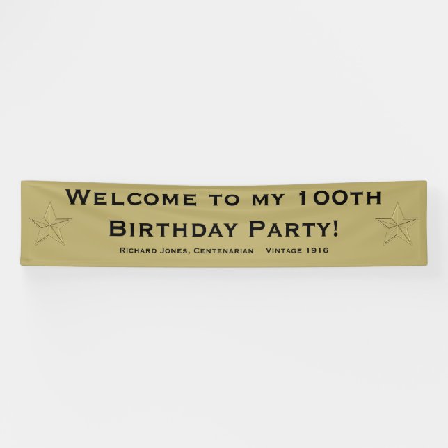 Personalise: Welcome to my 100th Birthday Party Banner (Horizontal)