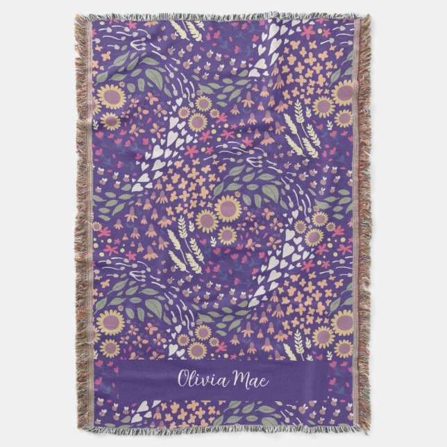 Personalise whimsical purple blanket (Front Vertical)