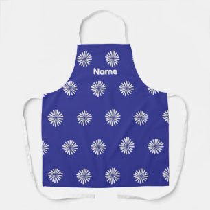 Personalise White Petals Blue Gift Apron