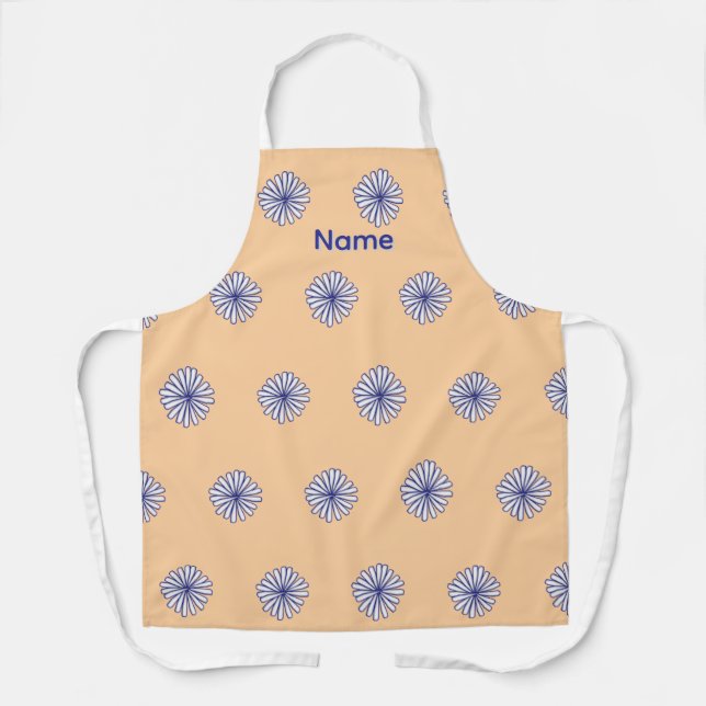 Personalise White Petals Peach Gift     Apron (Front)