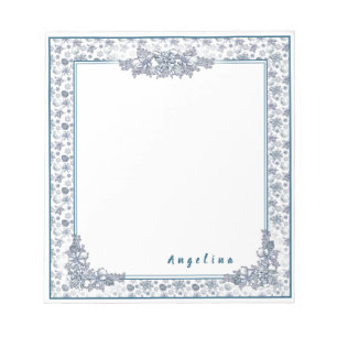Personalise White Silver Christmas Notepad