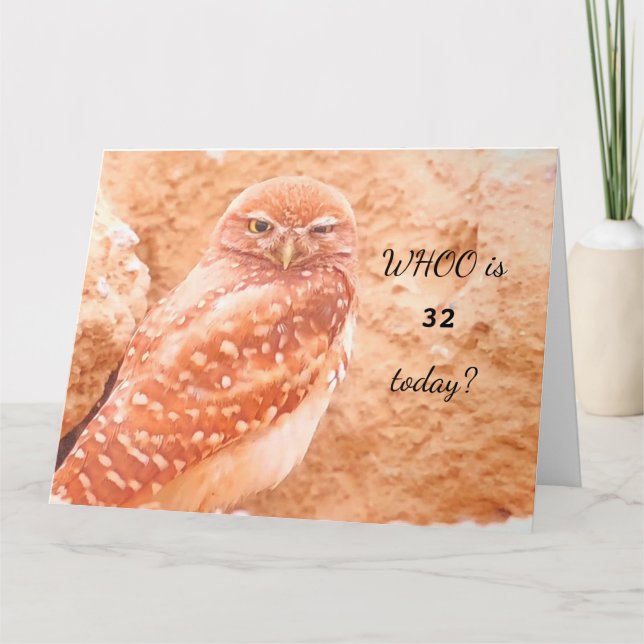 Personalise "WHOOO is...today?" Owl large Birthday Card (Front)