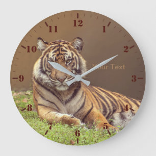 Personalise wild animal Tiger photography Large Clock