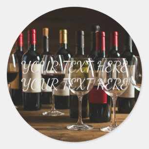 Personalise Wine Tasting Party Bottle Glass Classic Round Sticker