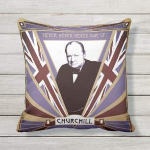 Personalise Winston Churchill Art Deco Union Jack Cushion