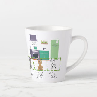 Personalise with 1-3 dogs photos and names  latte mug