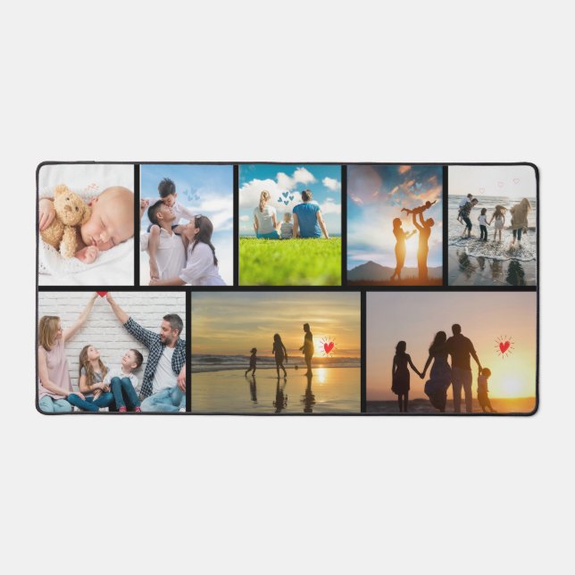 Personalise with 8 photos of family,friends,lovers desk mat (Front)