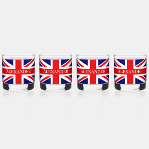 Personalise with a Name British National Flag Whiskey Glass