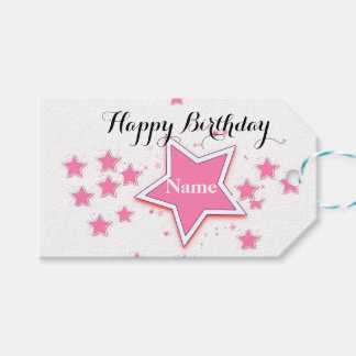 Personalise With A Name Pink STAR  Gift Tags