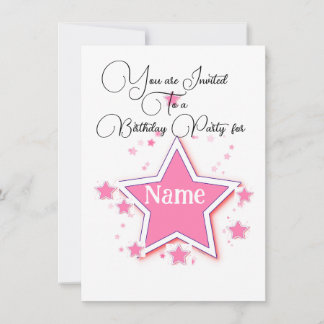 Personalise With A Name STAR Birthday  Invitation
