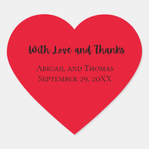 Personalise With Love and Thanks Red Heart Wedding Sticker