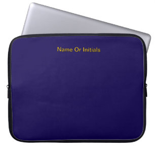 Personalise With Name Initials Dk Blue + Orange   Laptop Sleeve