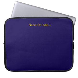 Personalise With Name Initials Dk Blue + Orange   Laptop Sleeve