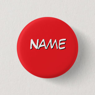 Personalise With Name Red 3 Cm Round Badge