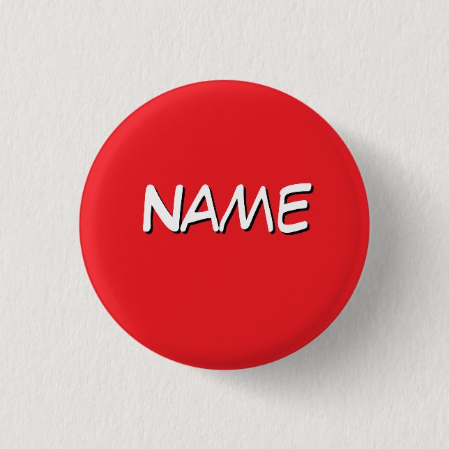 Personalise With Name Red  3 Cm Round Badge (Front)